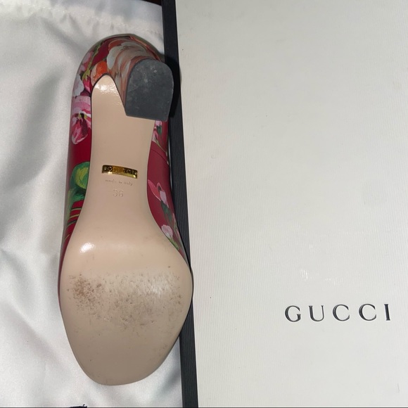 Gucci Bloom Floral Block Heels + Dustbag + Box - Picture 4 of 10